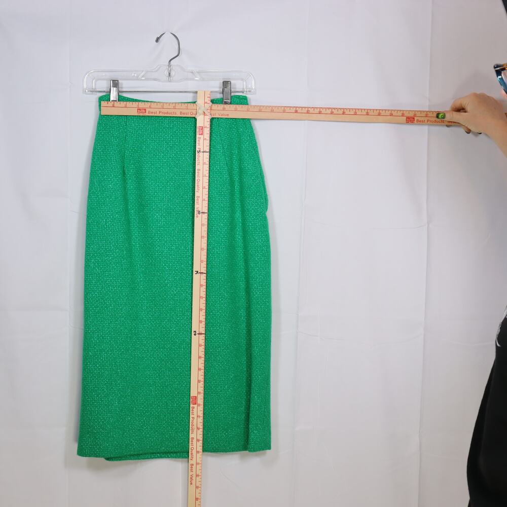 Vintage Handmade Green Wool Skirt Suit 2pc Set XS - Picture 7 of 7